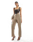 Vila high waisted wide leg trouser co-ord in brown