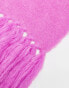 COLLUSION Unisex fluffy knit logo scarf in pink