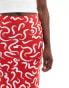 Wednesday's Girl swirl print bias cut midaxi skirt in red