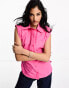 ASOS DESIGN sleeveless shirt with ruched side in hot pink