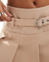 Miss Selfridge tailored belted pleated mini skort in taupe