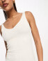 Pieces v neck knitted maxi dress in white