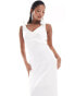 Vila Petite Bridal satin tie shoulder cami maxi dress in cream