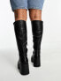 ASOS DESIGN Curve Command heeled knee boots in black