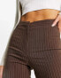 Pimkie high waisted tailored trouser co-ord in brown pinstripe