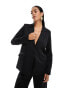 Pretty Lavish – Oversize-Blazer aus Satin in Schwarz, Kombiteil