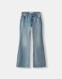 Bershka low rise flared jeans in dark wash blue