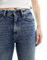 Noisy May Moni high waisted straight jeans in mid wash blue