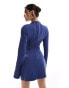 Heiress Beverly Hills premium exclusive structured long sleeve pocket detail mini a-line dress in slate blue