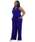 Women's Surplice-Neck Sleeveless Tie-Waist Jumpsuit