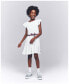 Big Girls Eyelet Stripe Flutter Sleeve Dress