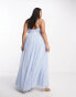 Beauut Plus Bridesmaid layered tulle maxi dress in light blue