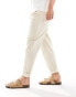 Selected Homme relaxed fit crop trousers in cream