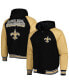 Men's Black New Orleans Saints Defender Raglan Full-Zip Hoodie Varsity Jacket