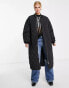 Edited maxi quilted bomber coat in black