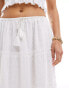 Iisla & Bird broderie tiered maxi beach skirt co-ord in white