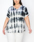 Plus Size Tie Dye V-Neck Dolman Roll Sleeve Top