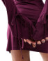 ASOS DESIGN square neck flared tie sleeve mini dress in plum