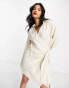 Pretty Lavish collared wrap mini dress in sand