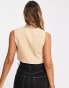 River Island co-ord cropped waistcoat in beige