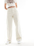 JDY high waist wide leg jeans with front pleat in ecru