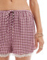 ASOS DESIGN mini short with lace trim in two tone gingham