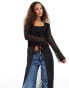 Noisy May tie front maxi cardigan in black