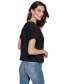 Women's Metallic-Logo Ruched-Sleeve T-Shirt