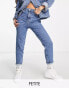 Bershka Petite comfort fit mom jean in mid blue