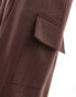 ASOS DESIGN smart co-ord pinstripe wide leg cargo trouser in brown