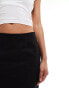 Pieces woven mini skirt with contrast stitching in black