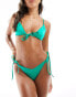 ASOS DESIGN tie front triangle bikini top in emerald green