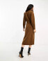 & Other Stories padded shoulder knitted wool midaxi dress in brown