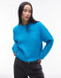 Topshop – Ultimate – Flauschiger Strickpullover in leuchtendem Blau mit lockerem Schnitt