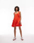 Topshop topstitch mini chuck on dress in orange