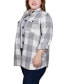 Plus Size Long Sleeve Twill Shirt Jacket