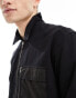 COLLUSION cotton nylon mix zip up shirt in black