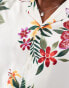 Another Influence short sleeve printed revere collar shirt in white