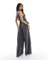 ASOS DESIGN wrap around belted waistcoat jumpsuit in grey