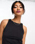 Vila racer neck slinky vest top in black