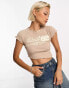 Bershka waffle skate t-shirt in light brown