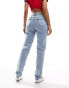 Noisy May Daisy high waist mom jeans in light blue acid wash