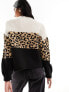 Only colourblock jumper in animal print