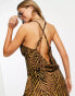 ASOS DESIGN Fuller bust cami slip burnout beach midaxi dress in leopard