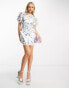 Maya flower sequin mini dress in white