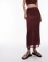 Topshop co-ord plisse straight midi skirt in maroon