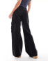 DTT Petite Dom straight leg cargo jeans in washed black