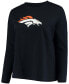 Women's Plus Size Navy Denver Broncos Primary Logo Long Sleeve T-shirt