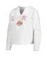 Women's White Los Angeles Lakers Sunray Notch Neck Long Sleeve T-shirt