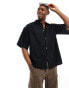 Jack & Jones super oversized button down linen shirt in black